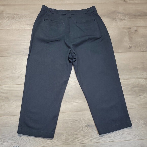 LL Bean Pants Women's 12 Classic Fit Elastic Waist Crop Black Flat Front - Picture 2 of 9